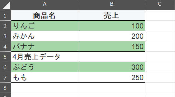 途中にタイトルが入っている表