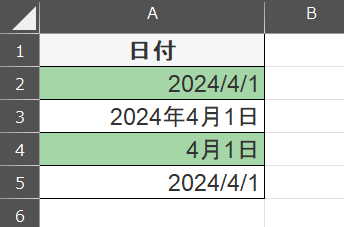 日付の表示形式が違う表
